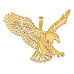 14K Gold Men's Large Eagle Charm with Polished Textured Finish
