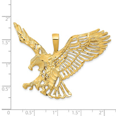 14K Gold Men's Large Eagle Charm with Polished Textured Finish