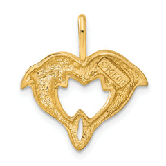 14K Gold Dolphin Heart Pendant Elegant Solid Charm by Sophia Jewelers