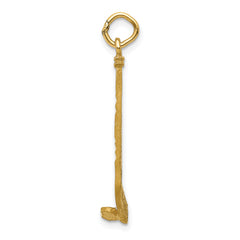 14K Gold Men's Diamond-Cut Satin Hockey Stick Pendant