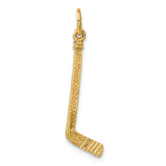 14K Gold Men's Diamond-Cut Satin Hockey Stick Pendant
