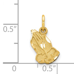 14K Gold Praying Hands Charm Pendant with Textured Detail