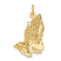 14K Gold Praying Hands Pendant with Polished Concave Design