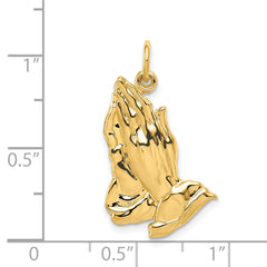 14K Gold Praying Hands Pendant with Polished Concave Design