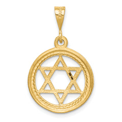 14K Gold Star of David Charm with Concave Design Elegant Symbol of Faith