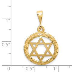 14K Gold Star of David Charm with Concave Design Elegant Symbol of Faith