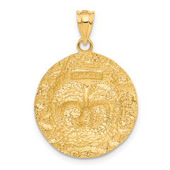 14K Gold Men's Sun Pendant with Polished Satin Finish Timeless Elegance and Versatile Style