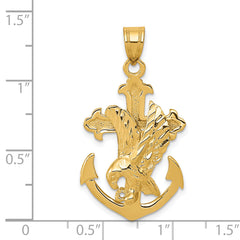 14K Gold Mariners Cross Pendant with Eagle Symbol of Strength & Faith