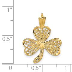 14K Gold Filigree Shamrock Charm with Polished Finish by Sophia Jewelers