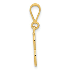 14K Gold Textured Initial B Charm Polished Large Pendant