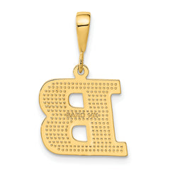 14K Gold Textured Initial B Charm Polished Large Pendant