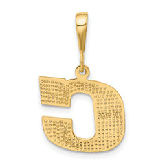 14K Gold Textured Initial C Pendant Polished Large Charm