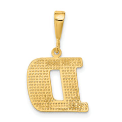 14K Gold Large Textured Initial D Pendant Polished Elegance