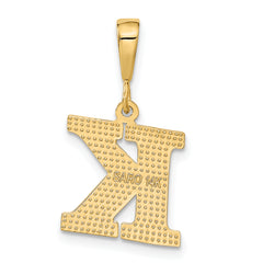 14K Gold Textured Initial K Charm with Polished Finish