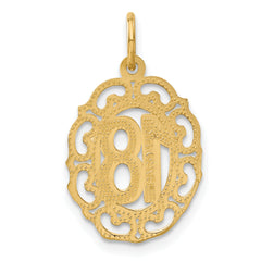 14K Yellow Gold Oval Pendant with Brushed Diamond-Cut Finish