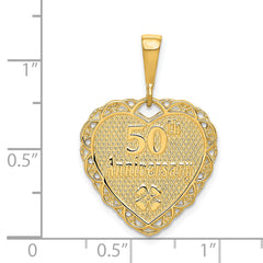 14K Gold Reversible 50th Anniversary Charm with Polished Finish