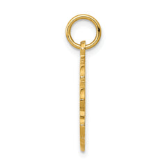 14K Yellow Gold Textured Bride and Groom Charm with Polished Finish