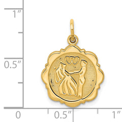14K Yellow Gold Textured Bride and Groom Charm with Polished Finish