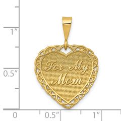 14K Gold Reversible For My Mom Charm with Polished Finish