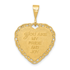 14K Gold Reversible Heart Charm for My Daughter Elegant Gift