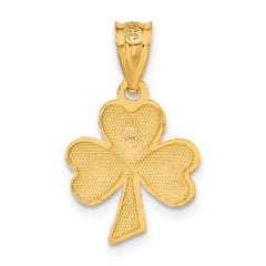 14K Gold Shamrock Charm with Textured Diamond-Cut Finish