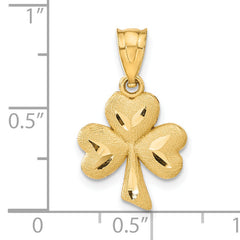 14K Gold Shamrock Charm with Textured Diamond-Cut Finish