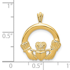 14K Gold Claddagh Pendant with Polished Finish by Sophia Jewelers