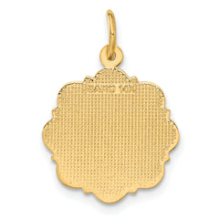 14K Gold RN Nurse Charm with Polished Textured Finish