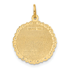 14K Gold Polished RN Nurse Disc Charm by Sophia Jewelers