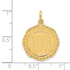 14K Gold Polished RN Nurse Disc Charm by Sophia Jewelers