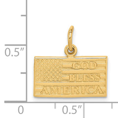 14K Yellow Gold Men's Textured God Bless America Flag Charm