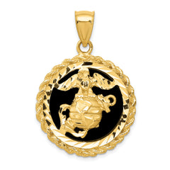 14K Gold Onyx Marine Charm Pendant Solid Casted Design by Sophia Jewelers