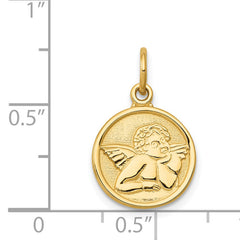 14K Gold Polished Angel Charm Elegant Pendant by Sophia Jewelers