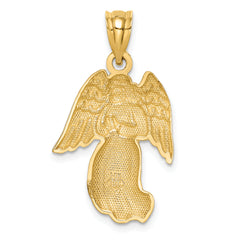 14K Gold Polished Angel Charm with Concave Design by Sophia Jewelers