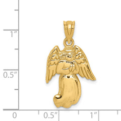 14K Gold Polished Angel Charm with Concave Design by Sophia Jewelers