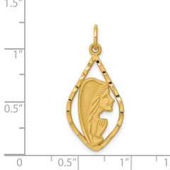 14K Gold Blessed Mary Charm with Diamond-Cut Finish Elegant Pendant