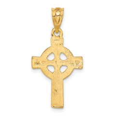 14K Yellow Gold Celtic Cross Pendant with Textured Finish Casted Elegance