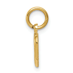 14K Gold Cross in Heart Charm Elegant Textured Design