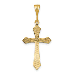 14K Gold Passion Cross Pendant with Solid Flat Back Design