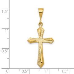 14K Gold Passion Cross Pendant with Solid Flat Back Design
