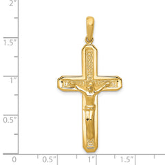 14K Gold Polished Crucifix Pendant with Solid Cast Design