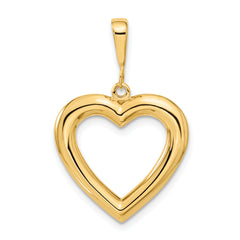 14K Yellow Gold Polished Heart Pendant with Elegant 3D Design