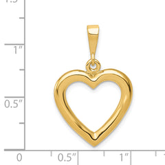14K Yellow Gold Polished Heart Pendant with Elegant 3D Design