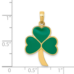 Sophia Jewelers 14K Gold Polished Green Shamrock Pendant Elegant Themed Design