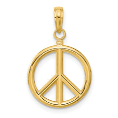 14K Gold 3D Peace Sign Charm with Polished Finish for Men