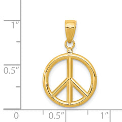 14K Gold 3D Peace Sign Charm with Polished Finish for Men