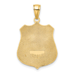 14K Gold Police Badge Pendant with Polished Engravable Finish