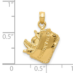 14K Yellow Gold 3D Cosmetic Pouch Pendant with Polished Finish