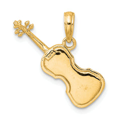 Sophia Jewelers 14K Gold 3D Violin Pendant with Polished Finish