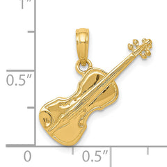 Sophia Jewelers 14K Gold 3D Violin Pendant with Polished Finish